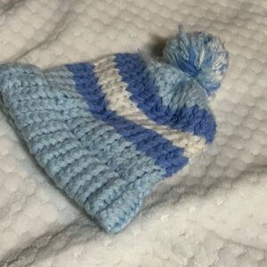 Source Unknown Blue Knitted Pom-Pom Hat